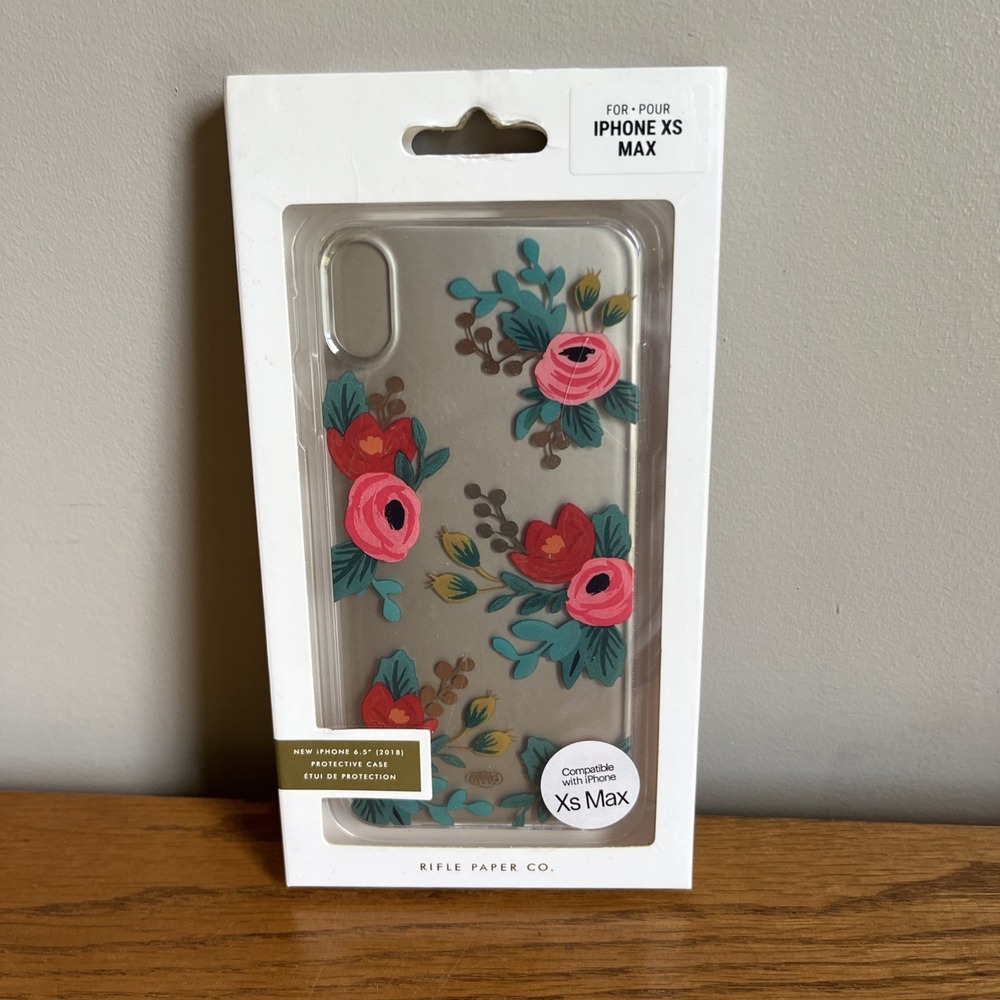 Rifle Paper Co. Protective Slim Case For‎ Apple iPhone XS Max 6.5" Rose/Clear